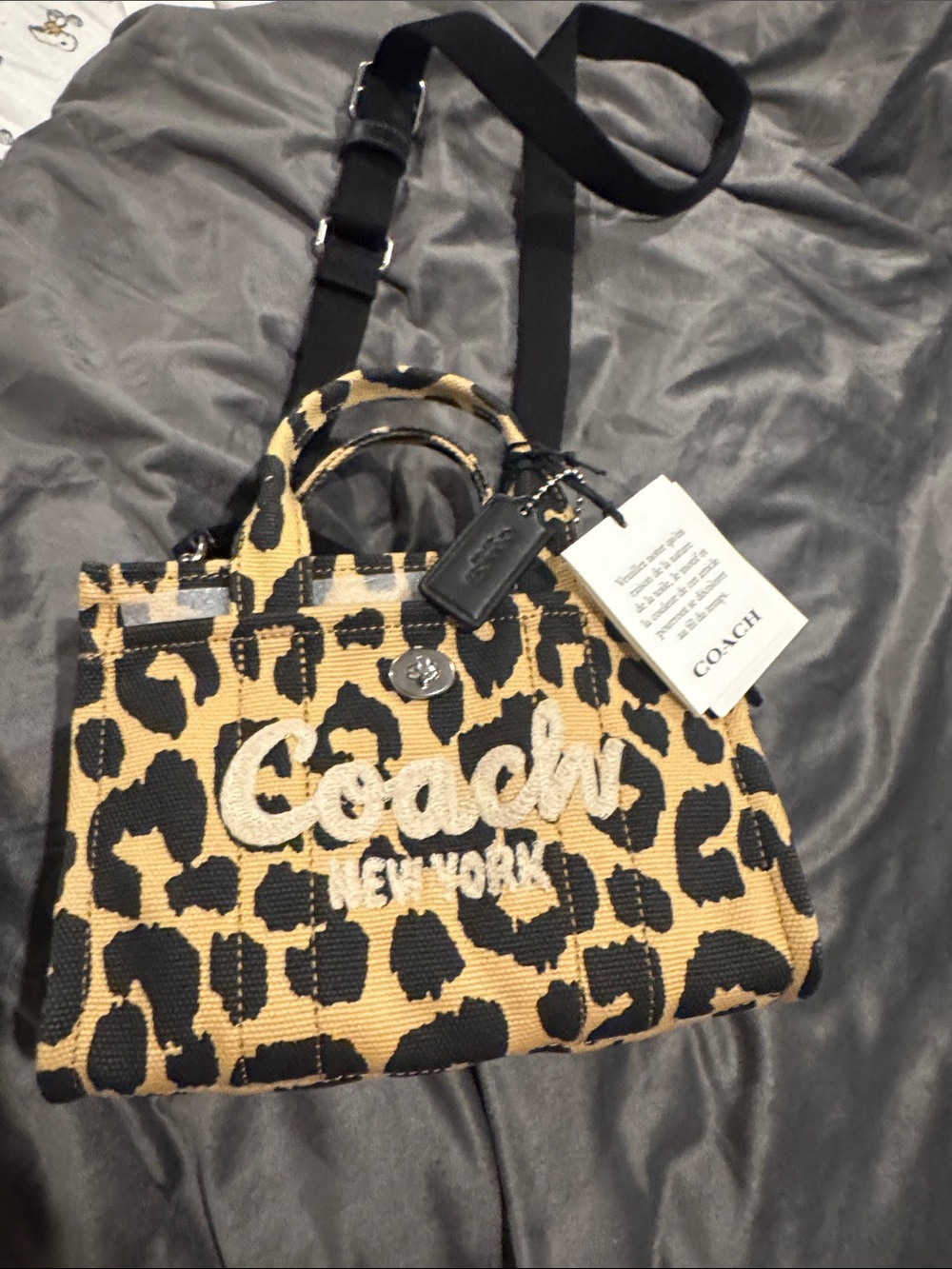 Coach Leopard-Print Mini Tote in Tan and Black